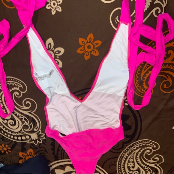 Shein Open Back Self Tie One Piece Swimsuit - Picture 5 of 6